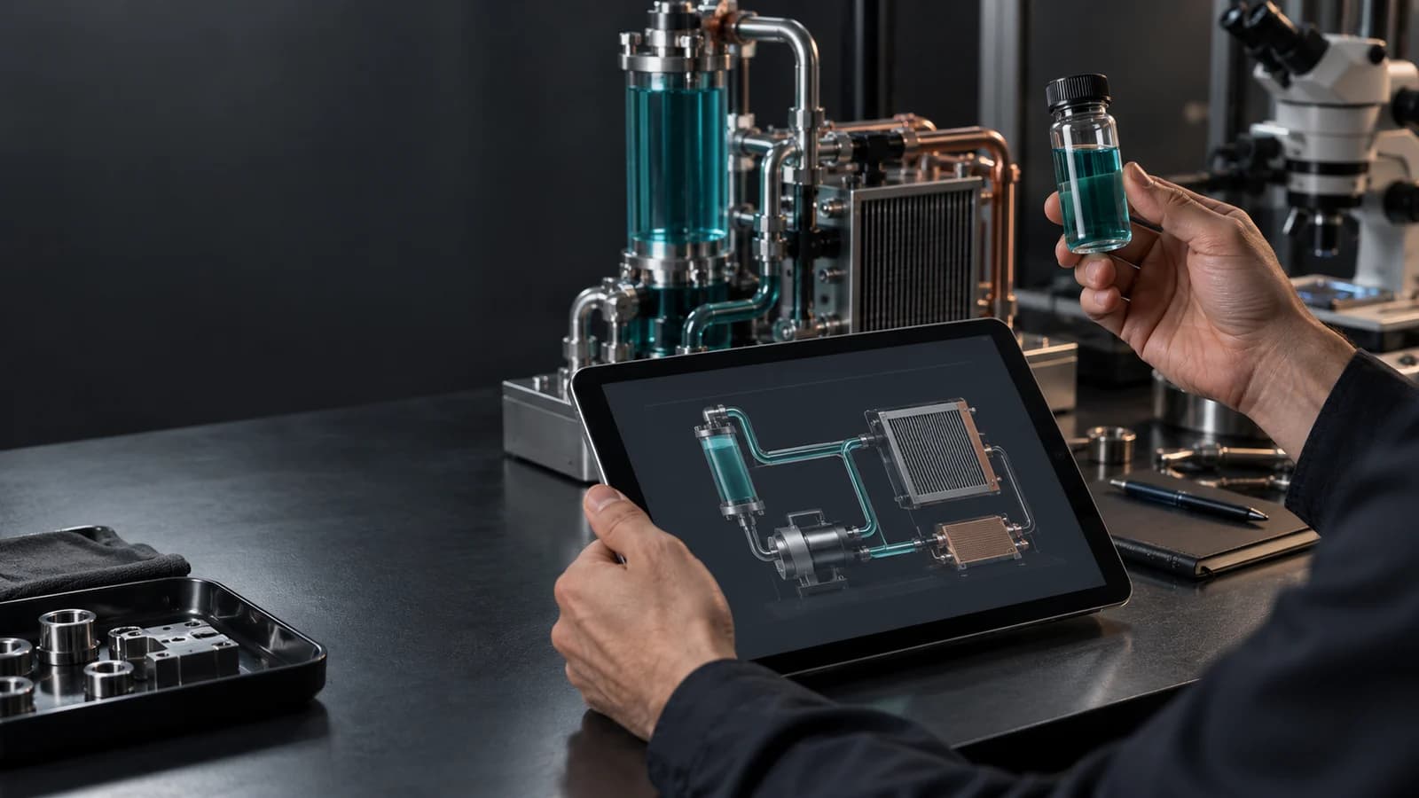 Engineering review of a coolant sample alongside a loop schematic