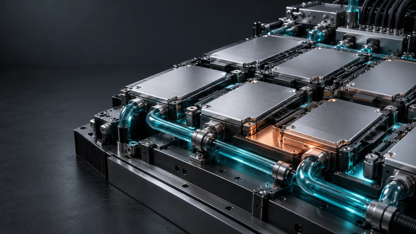 Accelerator modules connected to liquid-cooling plates and supply paths