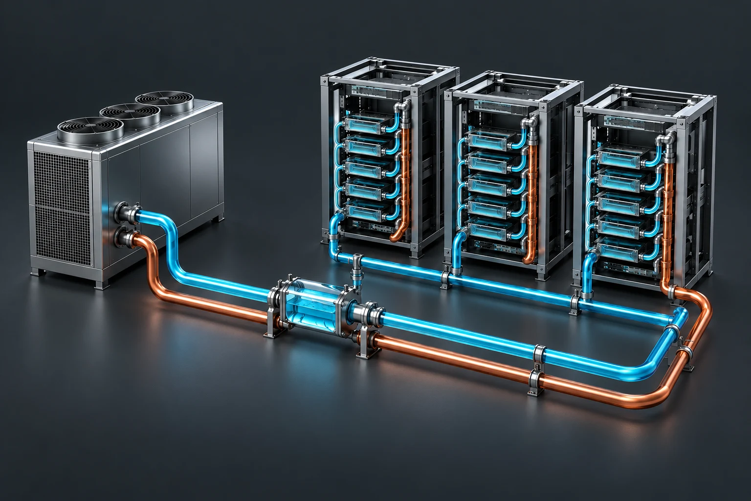 Shared cooling loop with a side-stream chemistry node and rack connections